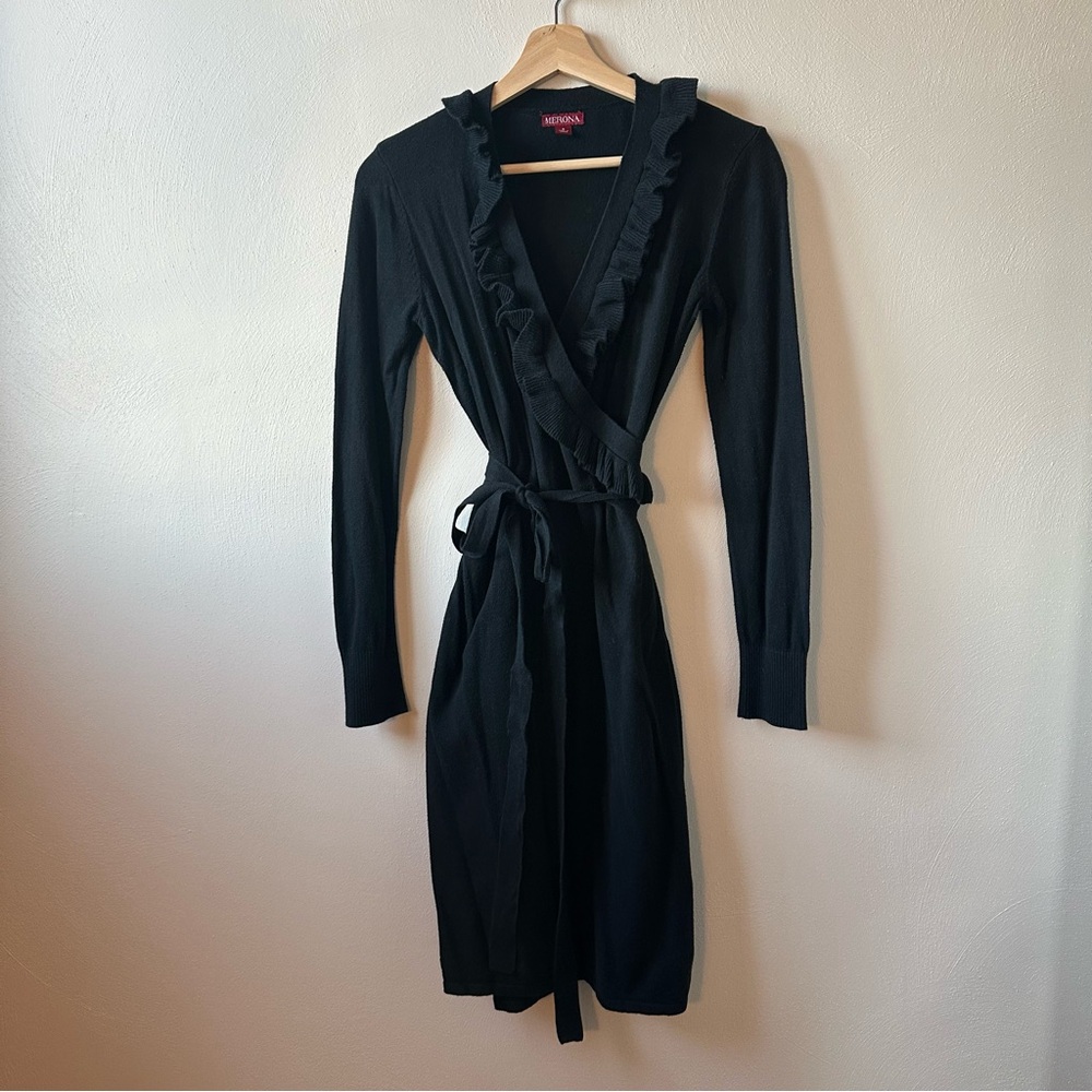 Black Wrap Sweater Dress